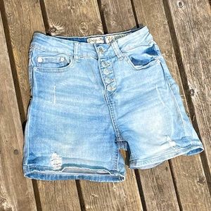 INDIGO REIN High Rise Snap-Button Jean Shorts